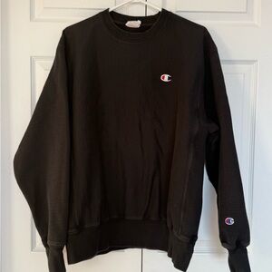 Champion Men's Classic Black Crewneck Sweater Reverse Weave size large